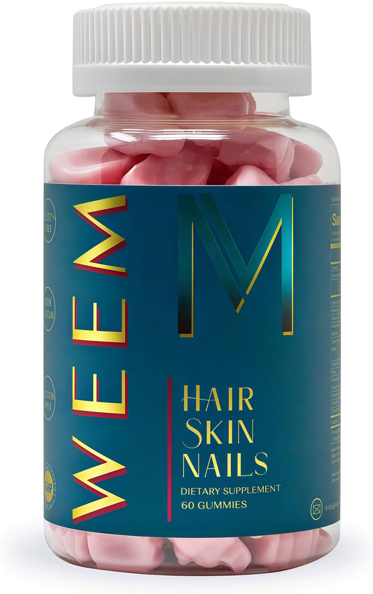 WEEM Hair Skin and Nails Gummies - Supports Healthy Hair - Vegan biotin Vitamins for Women & Men Supports Faster Hair Growth, Stronger Nails, Healthy Skin, Extra Strength
